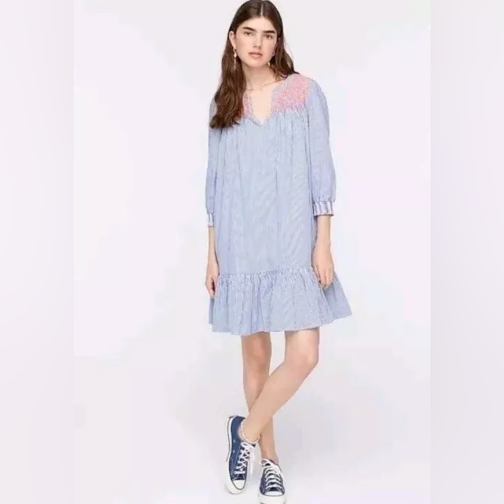 J.Crew Embroidered Striped Dress Size M